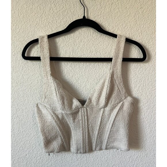 Zara Cream Textured Corset Tank Top Size L - Picture 3 of 7